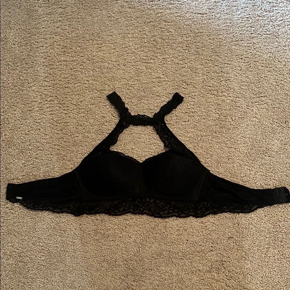 Victoria’s Secret PINK Black Lace Push Up Bra with decorative collar